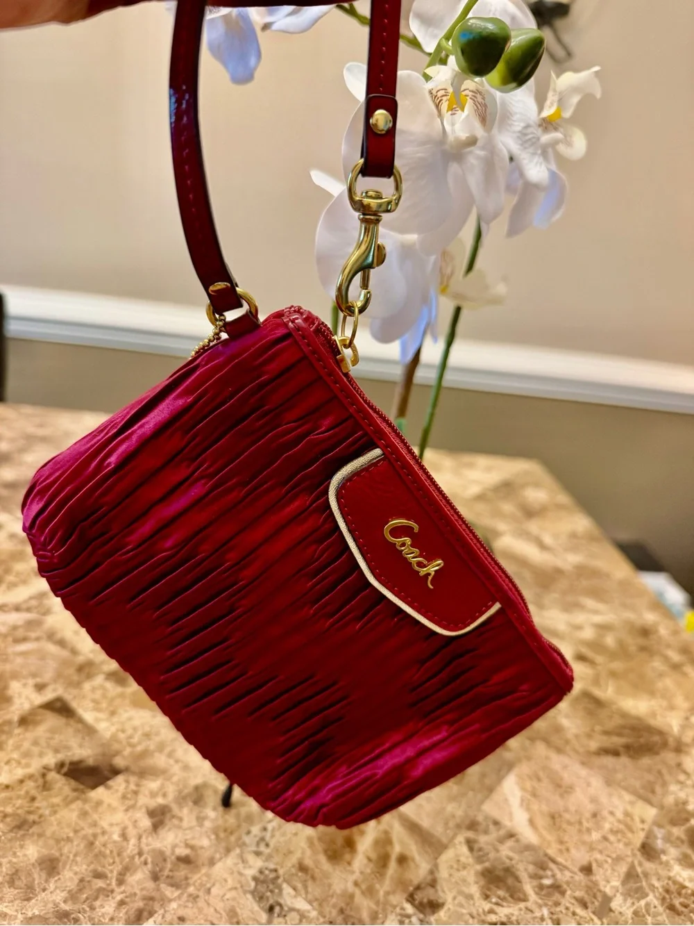 Coach Ashley Gathered Satin Medium Wristlet - Picture 12 of 12